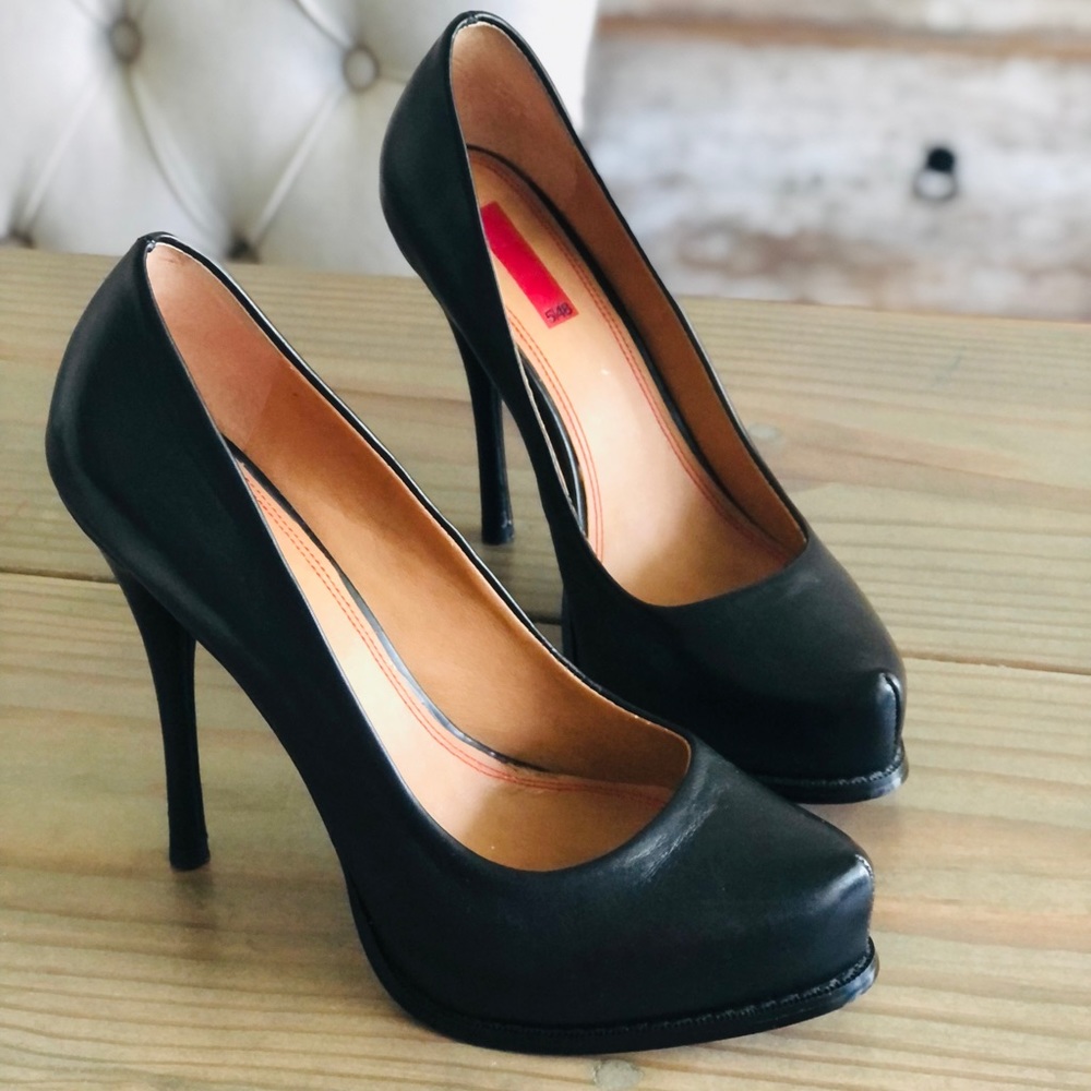 5” Platform Heels, Black Gen. Leather - 5|48
